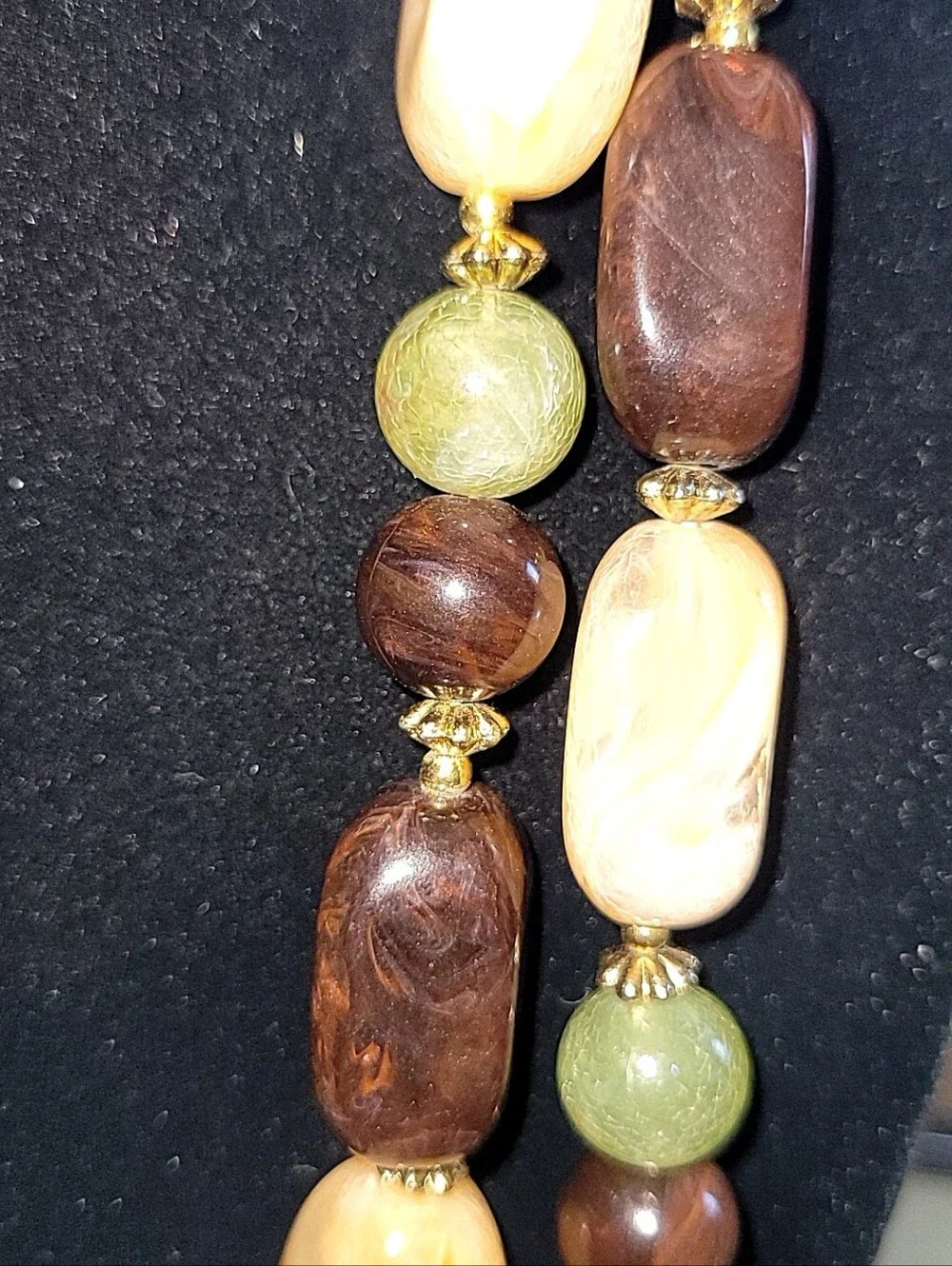 Boho Earth-Tone Double Strand Beaded Necklace 24
